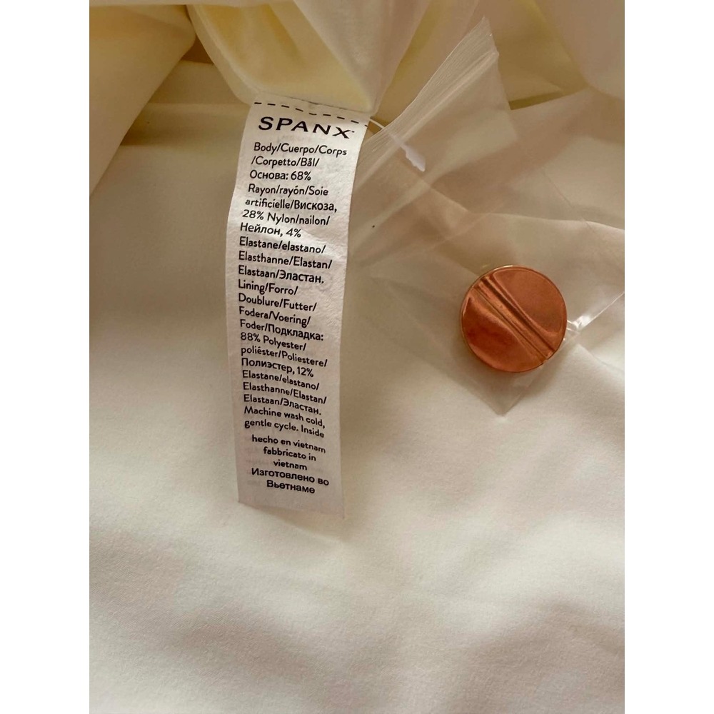 SPANX The Pointe Vest Dress Powder Ivory Sleeveless Blazer Sheath Dress Sz L NWT - Picture 10 of 10